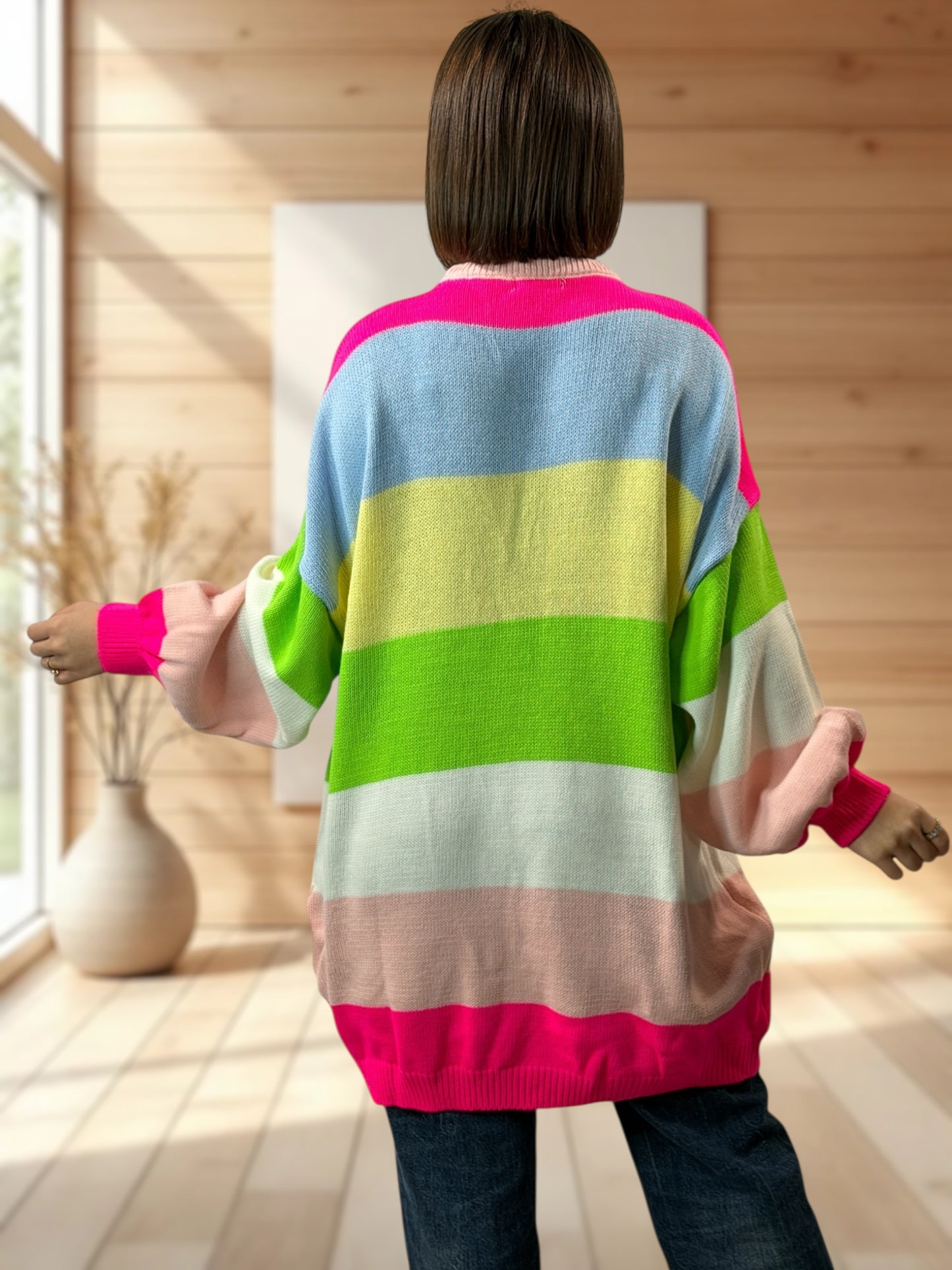 BARBARA - PULL A RAYURE MULTICOLORE JUSQU'A LA TAILLE 56