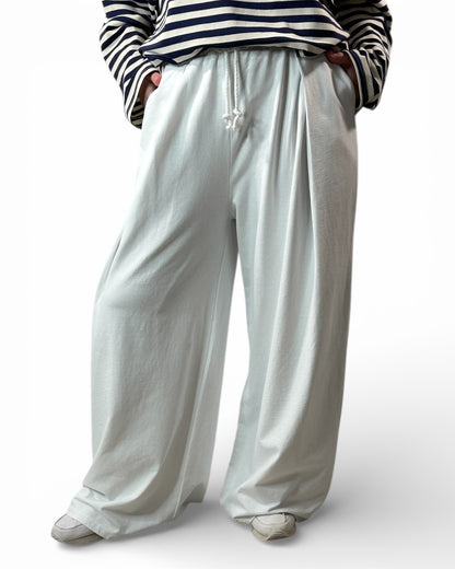 DONATA - PANTALON AMPLE EN BLANC TAILLE 46 A 52