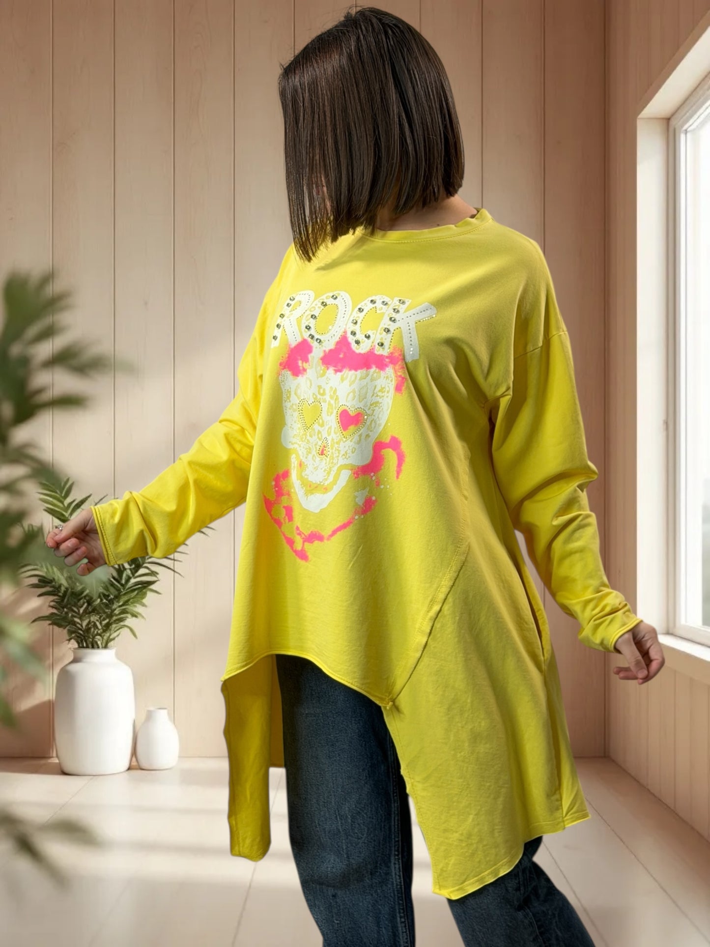 MARLON - SWEAT OVERSIZE JAUNE JUSQU'A LA TAILLE 54