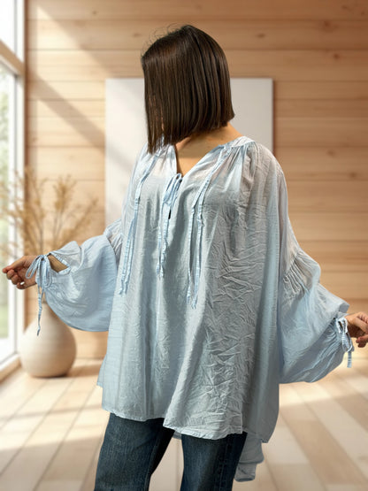 ANGELICA  - TUNIQUE OVERSIZE BLEU CIEL JUSQU'A LA TAILLE 60