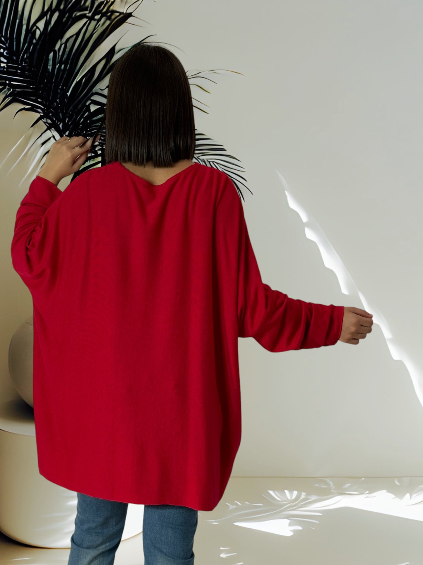 CAPRIO - PULL ROUGE EN MAILLE FLUIDE JUSQU'A LA TAILLE 54