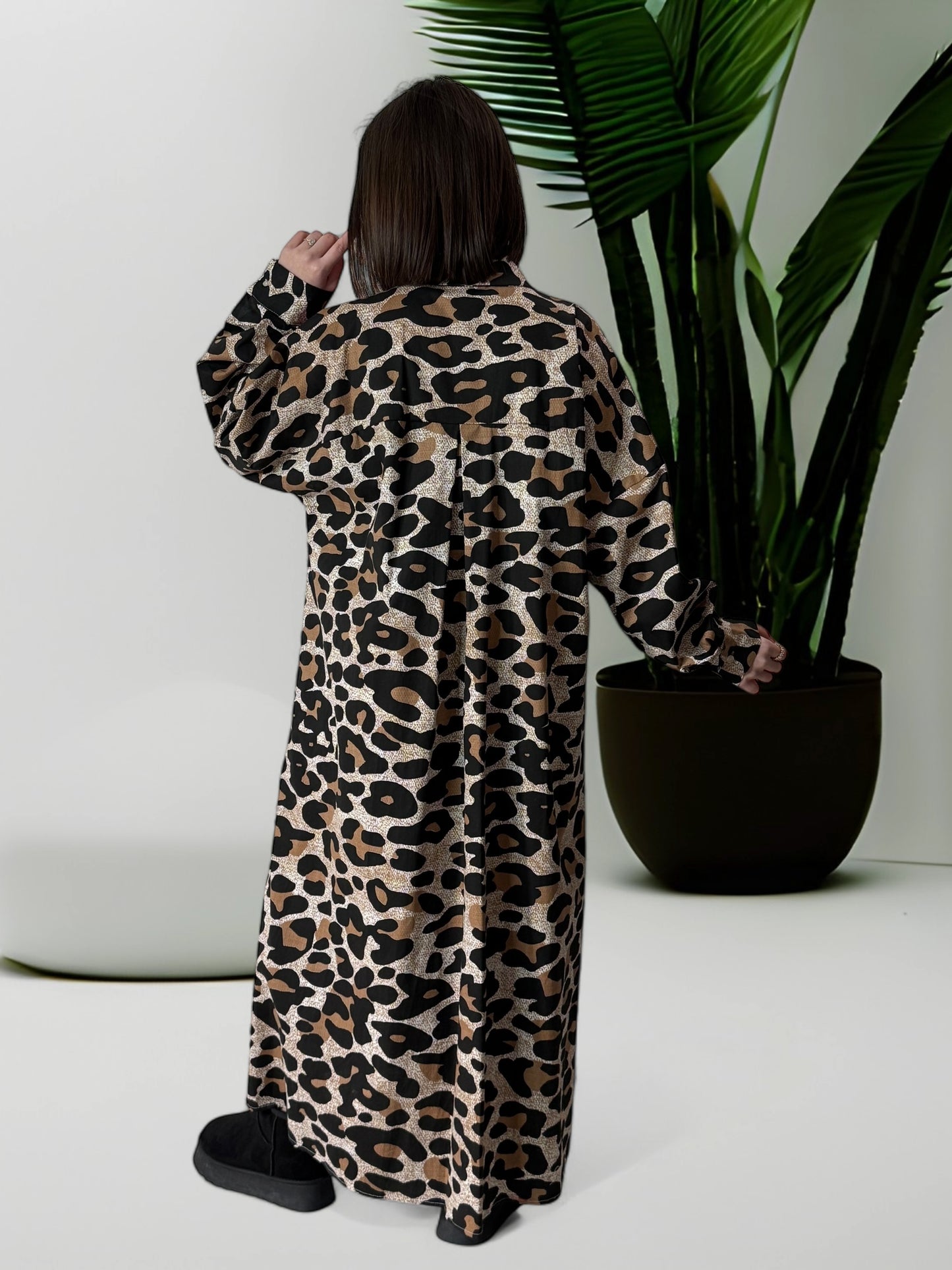 VALENTINA - ROBE  OVERSIZE A MOTIF LEOPARD JUSQU'A LA TAILLE 52