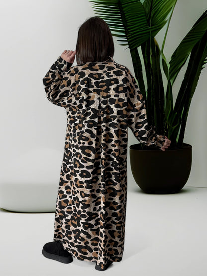 VALENTINA - ROBE  OVERSIZE A MOTIF LEOPARD JUSQU'A LA TAILLE 52