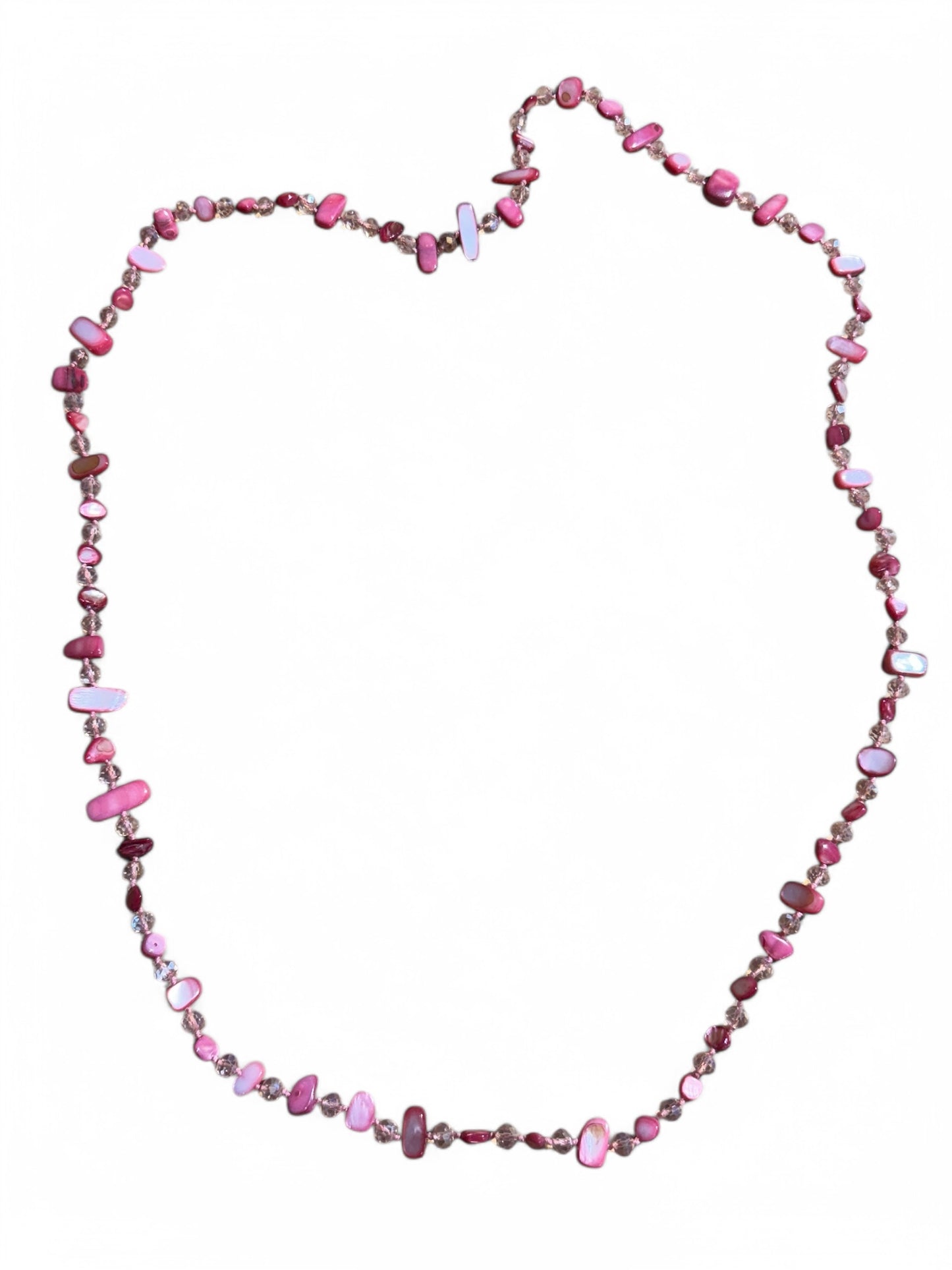REFB8 - SAUTOIR EN PERLE DE VERRE ROSE