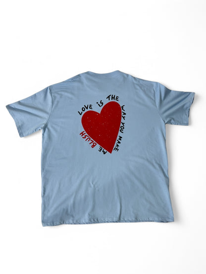 PABLO - LONG T-SHIRT BLEU MOTIF COEUR AU DOS JUSQU'A LA TAILLE 60