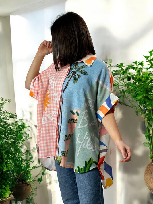 NATHY - CHEMISE OVERSIZE AVEC MOTIF JUSQU'A LA TAILLE 56