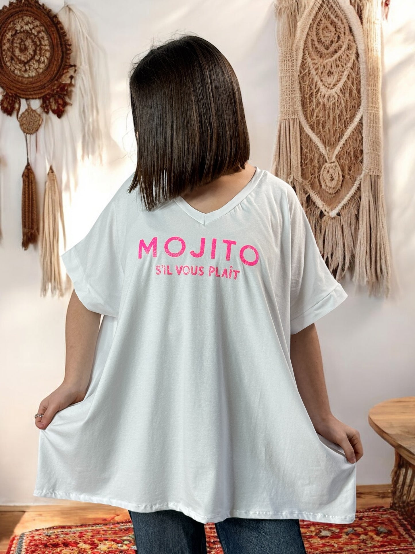 NINO - T-SHIRT BLANC MOTIF MOJITO JUSQU'A LA TAILLE 58