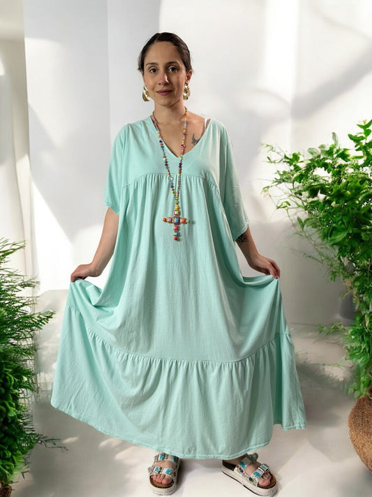 CAMERON - ROBE LONGUE LAGON EN COTON JUSQU'A LA TAILLE 54
