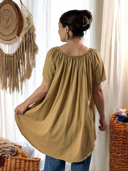 BEA - T-SHIRT CAMEL EN COTON JUSQU'A LA TAILLE 52