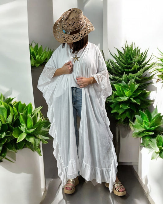 HAPINESS - KIMONO BLANC OVERSIZE JUSQU'A LA TAILLE 60