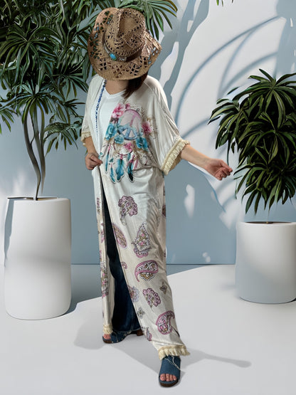 SANTAFEE - KIMONO FLUIDE OVERSIZE JUSQU'A LA TAILLE 56/58 REF2