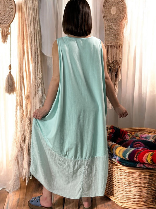 ANNELISE - ROBE OVERSIZE LAGON BI-MATIERE JUSQU'A LA TAILLE 54