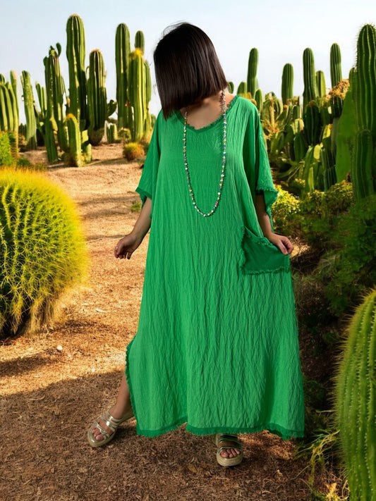 ABBY - ROBE OVERSIZE VERTE 1 POCHE JUSQU'A LA TAILLE 54