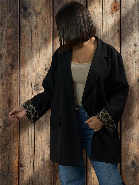 TINA - BLAZER NOIR JUSQU'A LA TAILLE 52