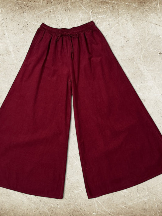 SERGIO - PANTALON AMPLE EN VELOURS MILLERAIES BORDEAUX TAILLE 46/48 A 52