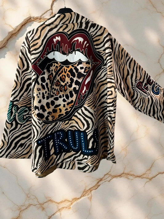 MARICAO - VESTE OVERSIZE A MOTIF JUSQU'A LA TAILLE 52