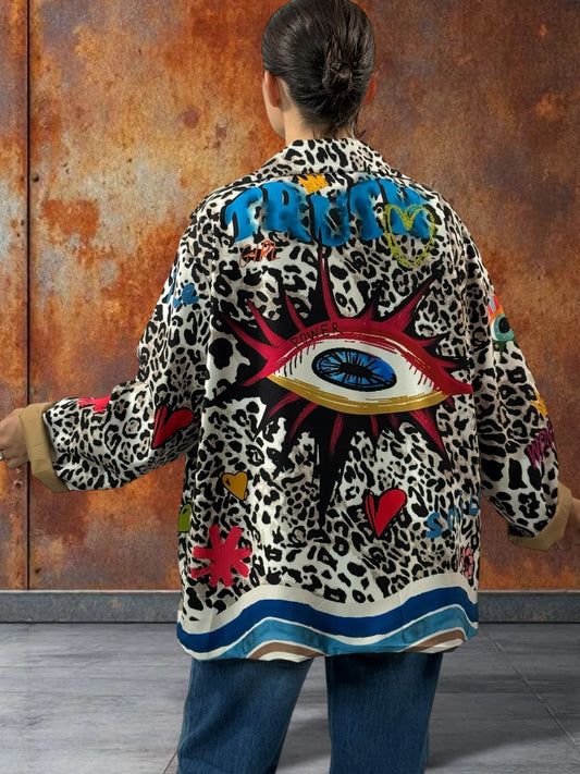 MARICAO - VESTE OVERSIZE MOTIF OEIL JUSQU'A LA TAILLE 52