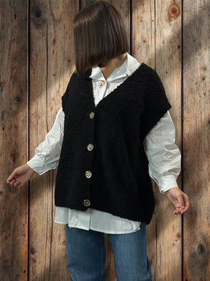 MARVIN - GILET NOIR SANS MANCHE JUSQU'A LA TAILLE 54/56