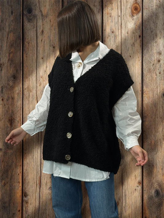 MARVIN - GILET NOIR SANS MANCHE JUSQU'A LA TAILLE 54/56