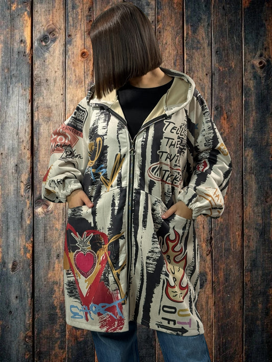 ADDICT - VESTE ASPECT DAIM A MOTIF JUSQU'A LA TAILLE 54