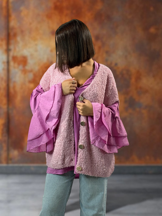 MARVIN - GILET ROSE SANS MANCHE JUSQU'A LA TAILLE 54/56