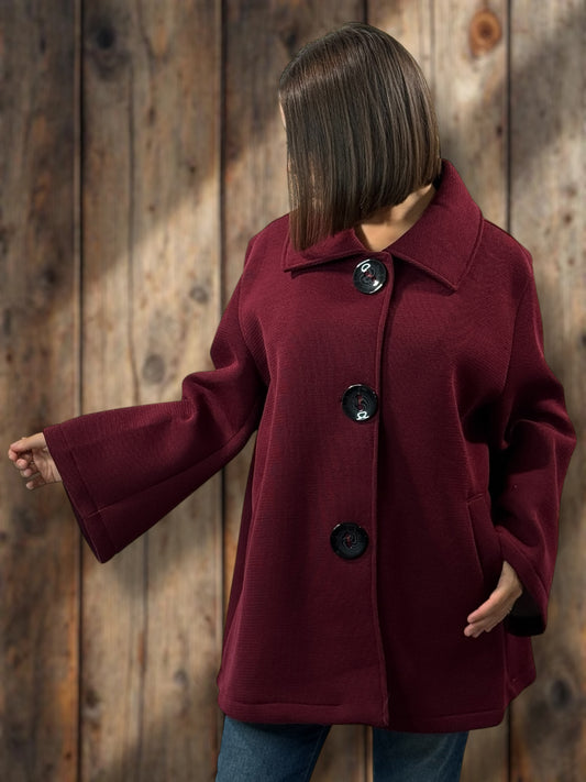 ROSALINA - VESTE OVERSIZE BORDEAUX JUSQU'A LA TAILLE 52