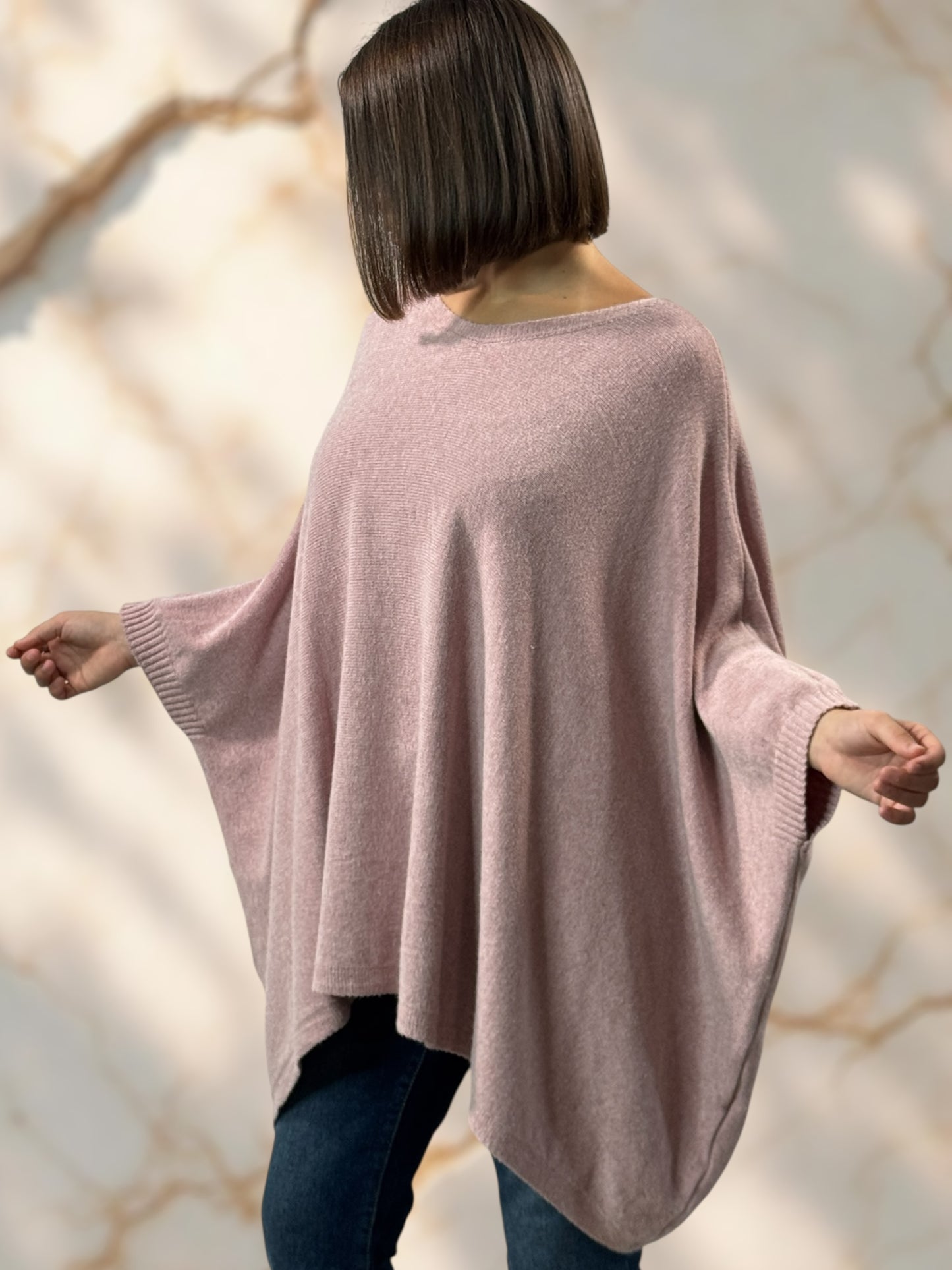 NICKO - PULL OVERSIZE ROSE JUSQU'A LA TAILLE 60