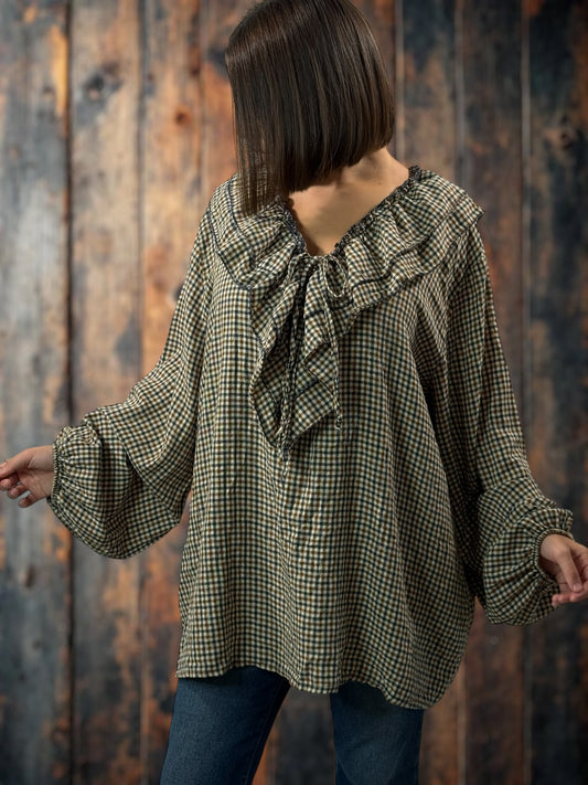 COLINE - BLOUSE A PETITS CARREAUX  JUSQU'A LA TAILLE 52/54