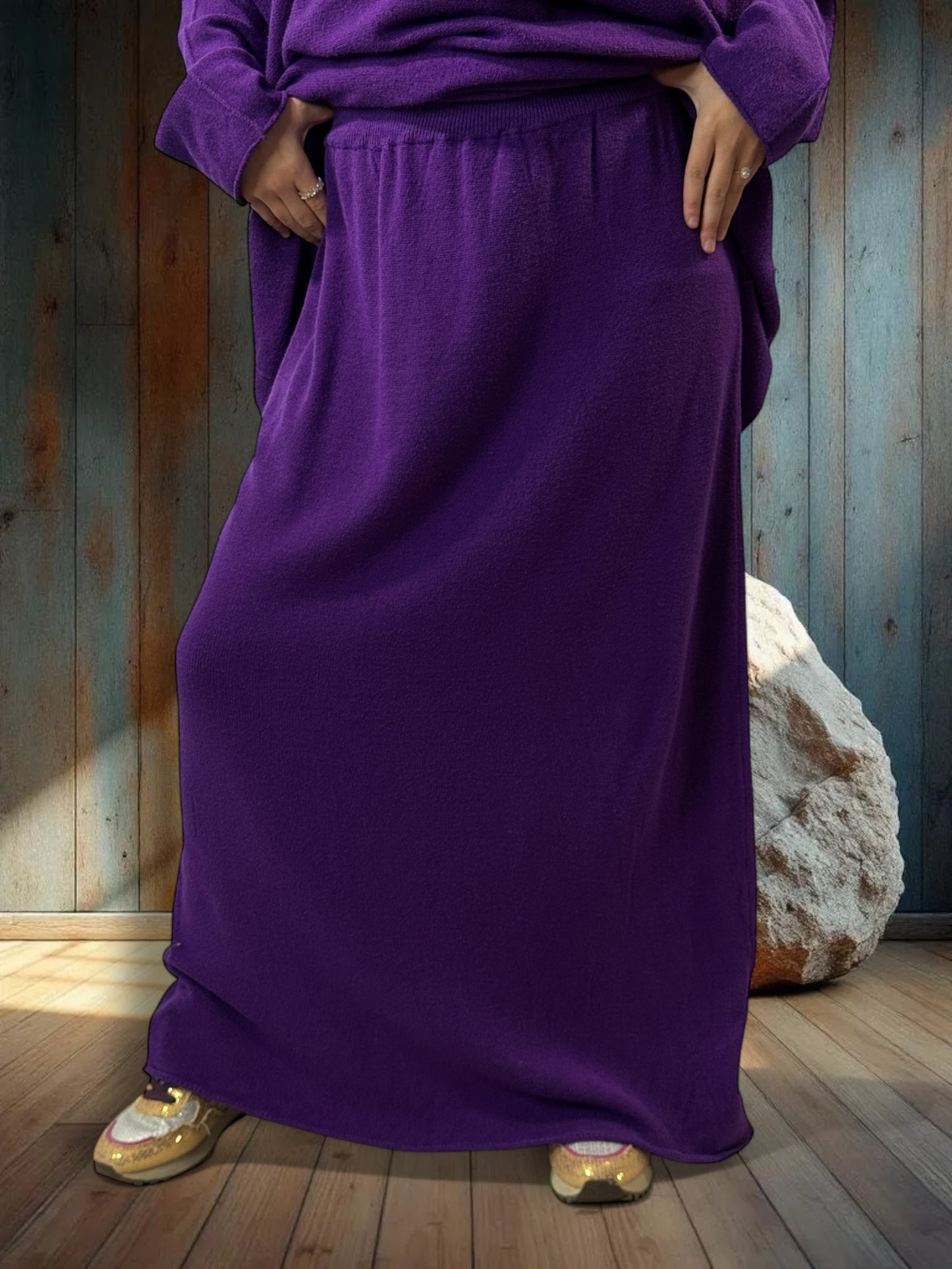 FAUSTINE - ENSEMBLE EN MAILLE VIOLET JUSQU'A LA TAILLE 52/54 VIOLET