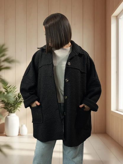 SANTAFEE - VESTE OVERSIZE NOIRE JUSQU'A LA TAILLE 54/56