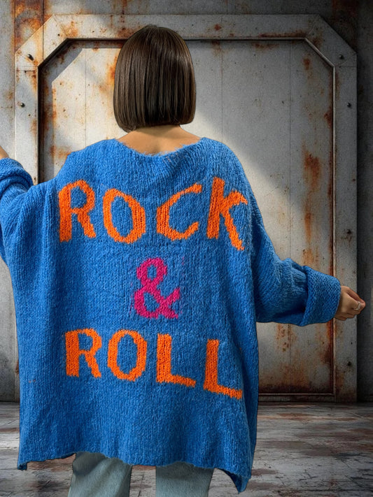 LUCKY - PULL BLEU OVERSIZE JUSQU'A LA TAILLE 56/58