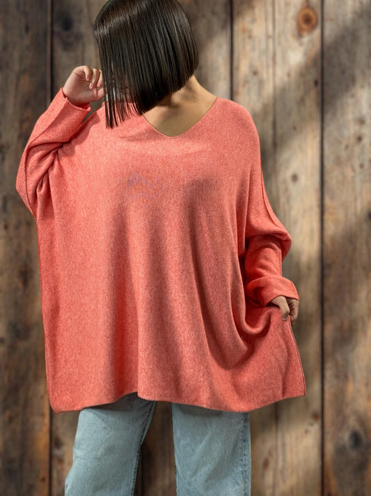 PALOMA - PULL OVERSIZE ABRICOT JUSQU'A LA TAILLE 56