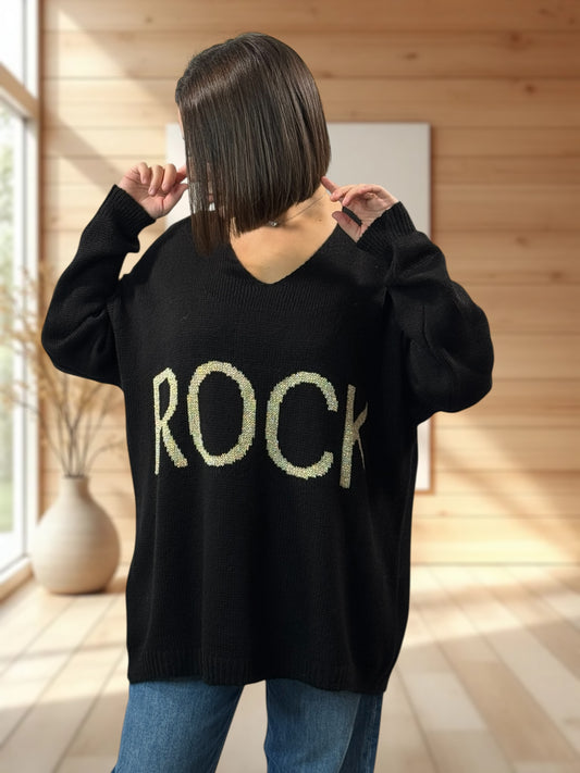 LOULOU - PULL OVERSIZE NOIR JUSQU'A LA TAILLE 52
