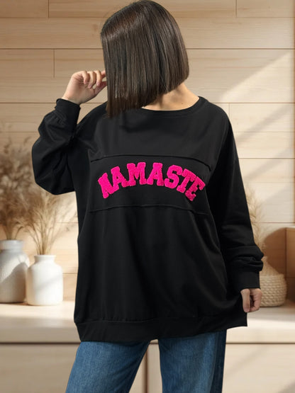 NAMASTE - SWEAT OVERSIZE NOIR JUSQU'A LA TAILLE 52