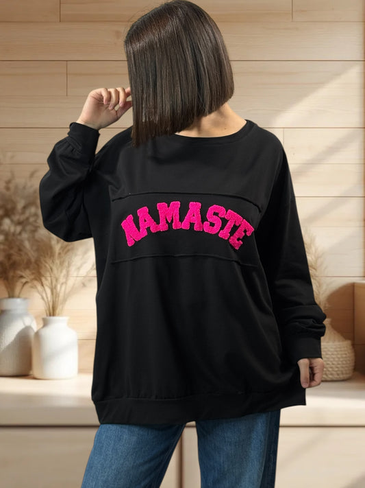 NAMASTE - SWEAT OVERSIZE NOIR JUSQU'A LA TAILLE 52