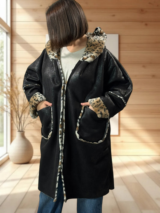 KARL - VESTE A CAPUCHE NOIRE JUSQU'A LA TAILLE 54/56