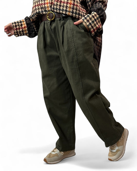 DIMITRI - PANTALON KAKI AVEC CEINTURE JUSQU'A LA TAILLE 54