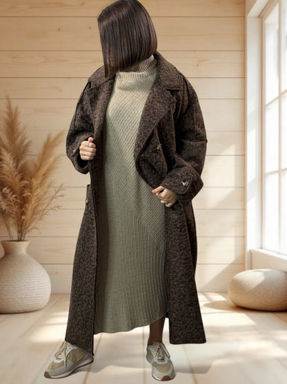 BETTINA - ROBE BEIGE OVERSIZE EN MAILLE JUSQU'A LA TAILLE 56