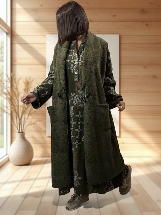 MAUD - GILET KAKI SANS MANCHES JUSQU'A LA TAILLE 54/56