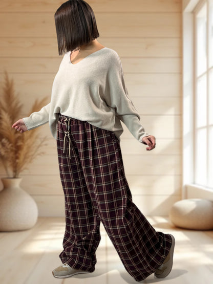 NEWCASTLE - PANTALON ECOSSAIS BORDEAUX JUSQU'A LA TAILLE 52