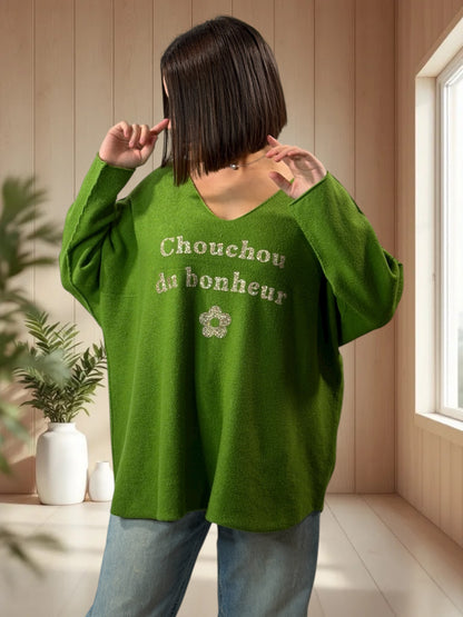 CHOUCHOU - PULL OVERSIZE VERT JUSQU'A LA TAILLE 54