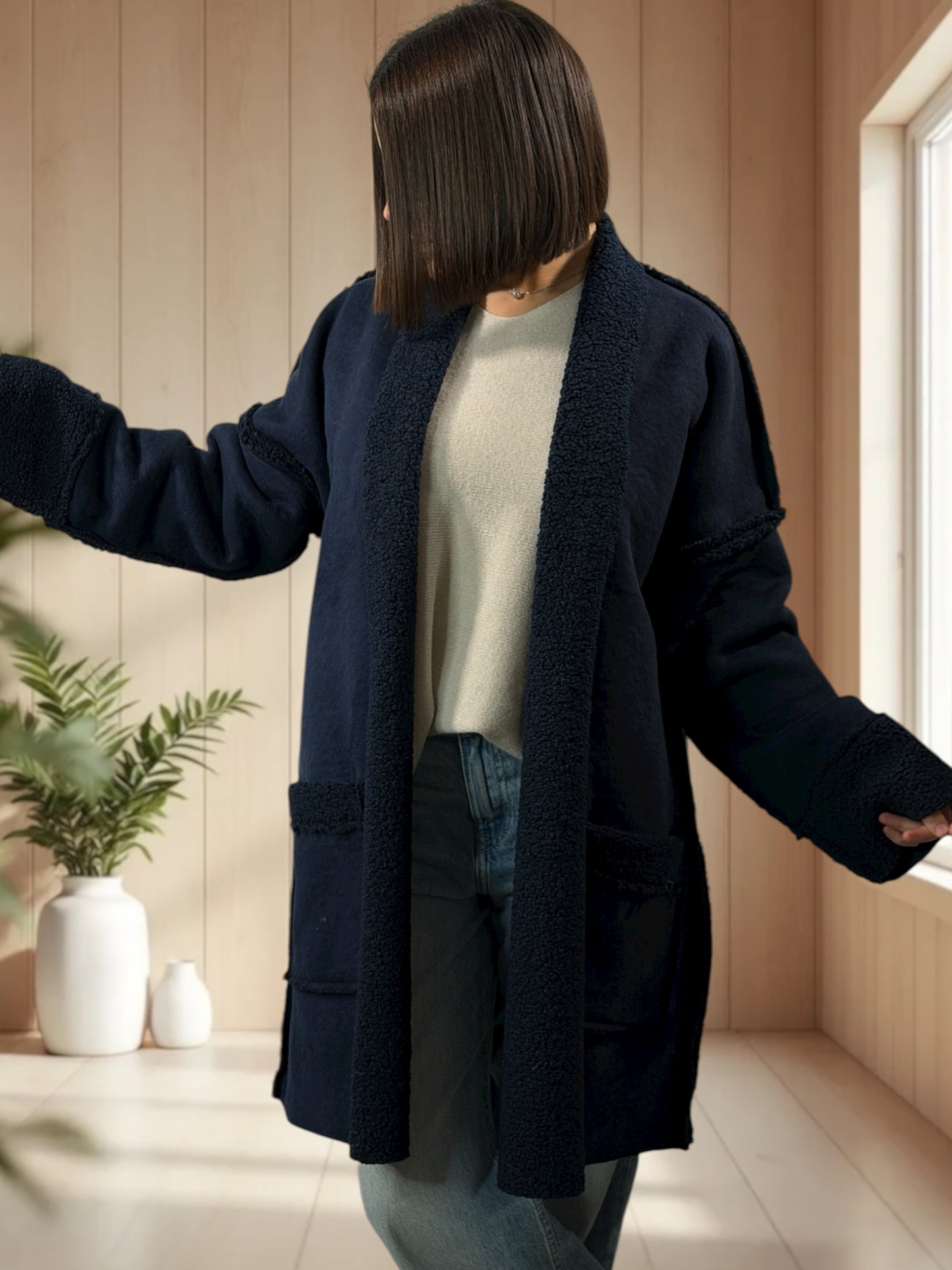 FREDERICO - VESTE MARINE OVERSIZE JUSQU'A LA TAILLE 52