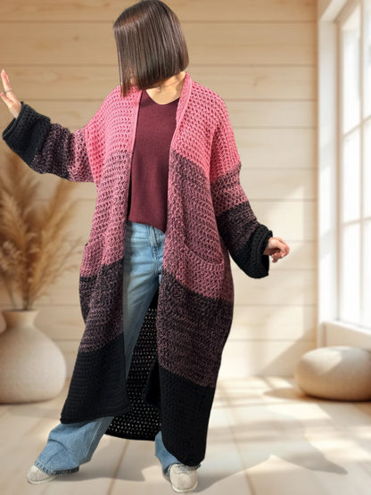 BILBAO - LONG GILET OVERSIZE 2 POCHES JUSQU'A LA TAILLE 54