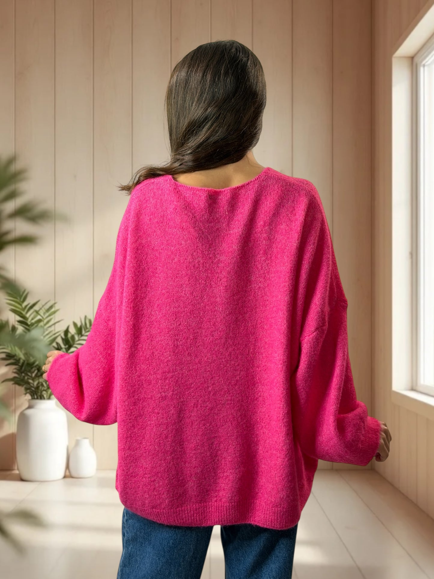 CLAUDIO - PULL FUCHSIA LOGO BOHEME JUSQU'A LA TAILLE 54/56