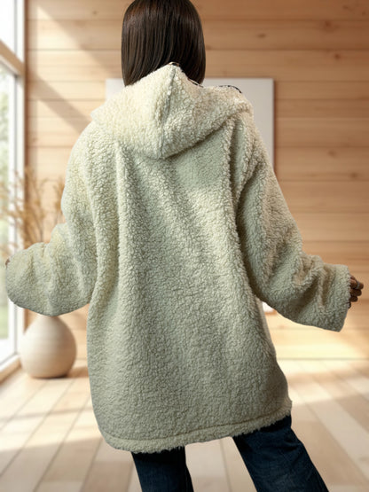 PAOLA - VESTE OVERSIZE BLANC CASSE EN MOUMOUTE JUSQU'A LA TAILLE 54/56