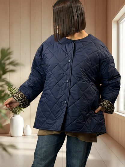 DEBORAH - DOUDOUNE MARINE INTERIEUR LEOPARD TAILLE 44 A 50