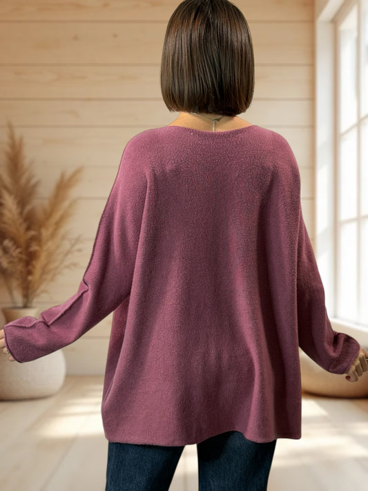 TINA - PULL OVERSIZE LILAS JUSQU'A LA TAILLE 54