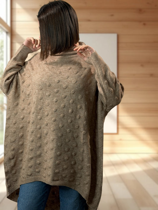 CAMILLA - PULL TAUPE OVERSIZE JUSQU'A LA TAILLE 56