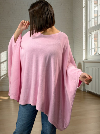 NICKO - PULL OVERSIZE ROSE JUSQU'A LA TAILLE 60