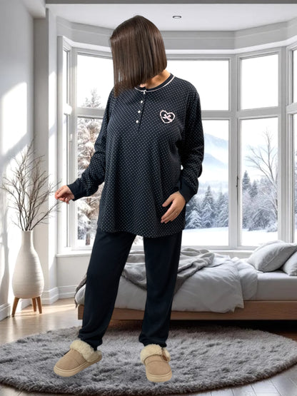 BELLA - PYJAMA MARINE A POIS 54/56